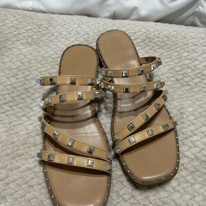 Women's Beige Studded Sandals